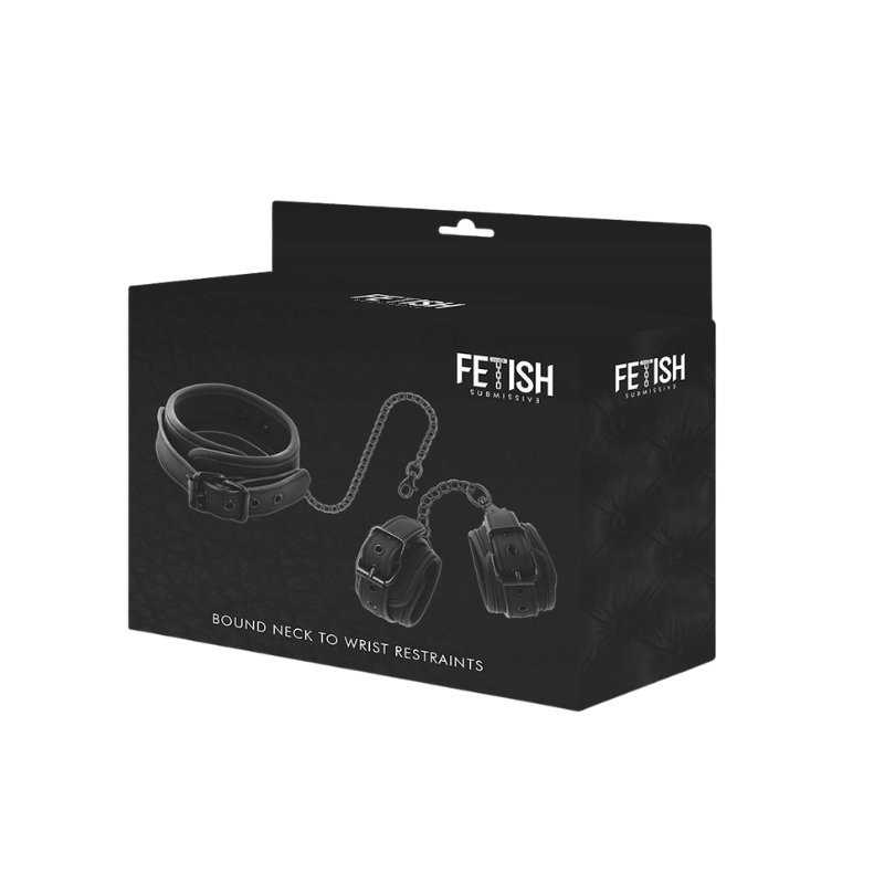 Fetish Submissive Collar y Esposas De Cuero Vegano Con Forro De Neopreno