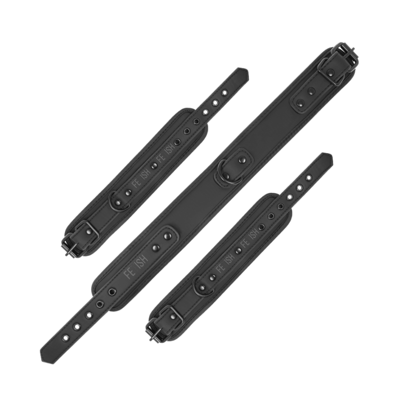 Fetish Submissive Collar y Esposas De Cuero Vegano Con Forro De Neopreno