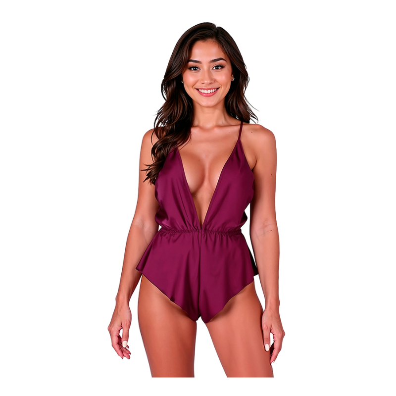 Passion Sensie Body Satinado Con Escote En V